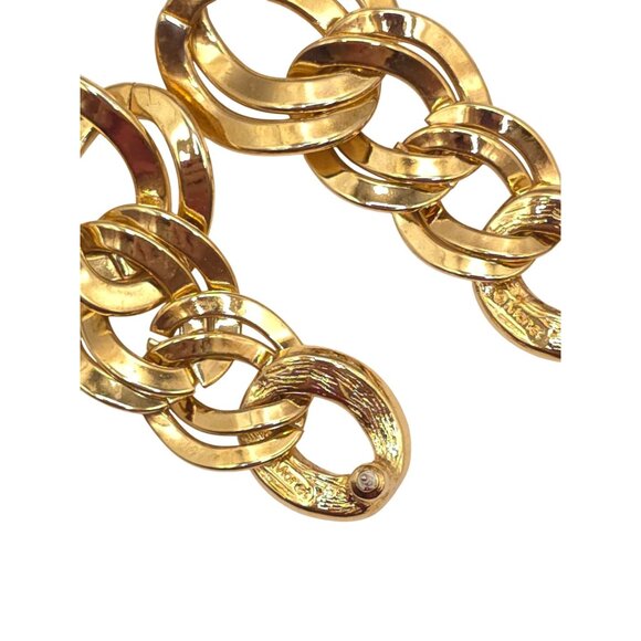 Vintage Monet Gold-Tone Chain Link Drop Earrings - Picture 6 of 7